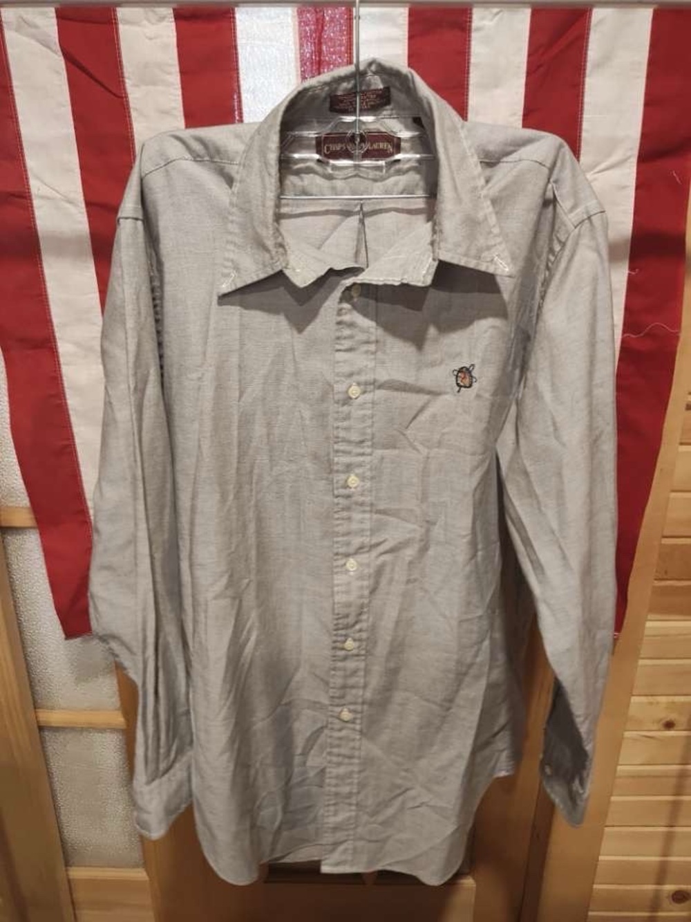Chaps X Ralph Lauren vintage Men's Light Gray Button-Down Shirt